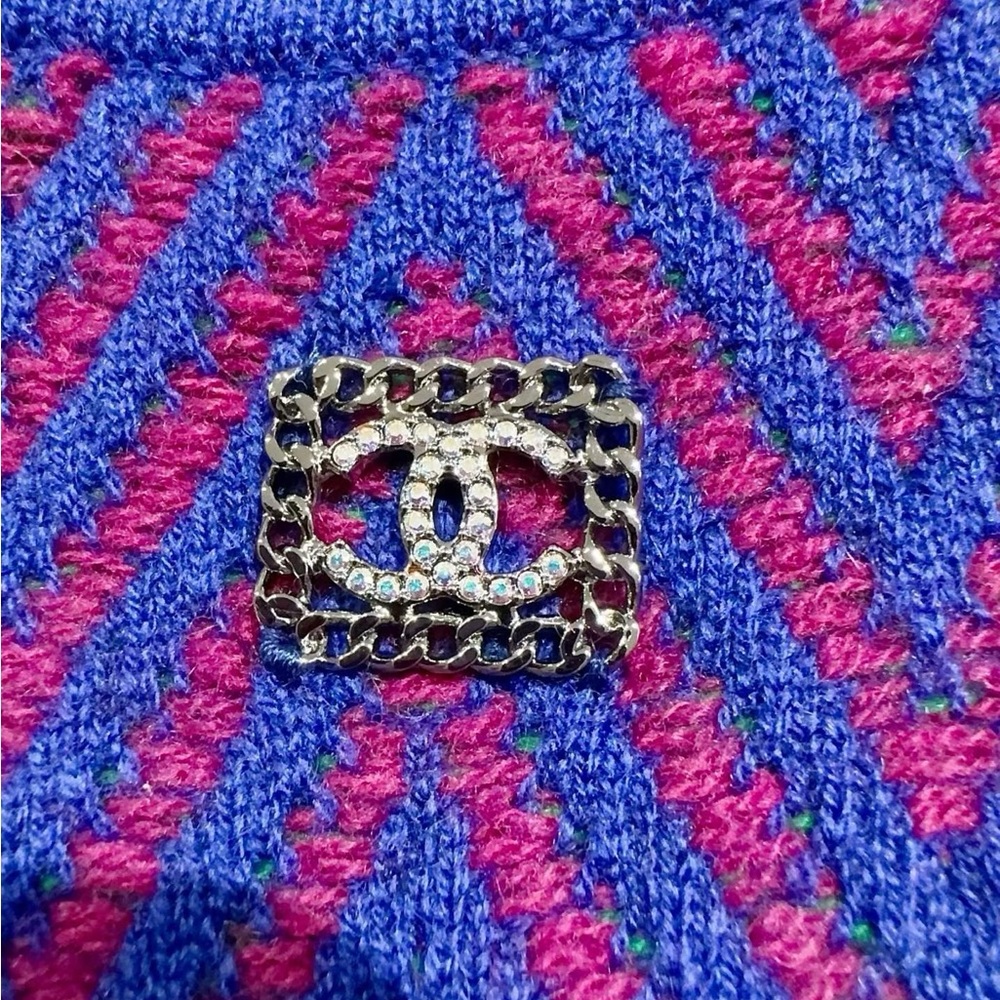 🚩steal authentic Chanel Blue and Purple Chevron Mini Dress - Picture 4 of 9